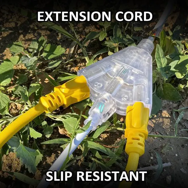 Alt view image 5 of 6 - YOJOE 3-Outlets Indoor Outdoor Extension Cord with Lighted End, 3 Prong 15A Weatherproof Power Cord, 10 Gauge Heavy Duty 8 ft White Extension Cord Multiple Outlets, 10/3 SJTW UL Listed