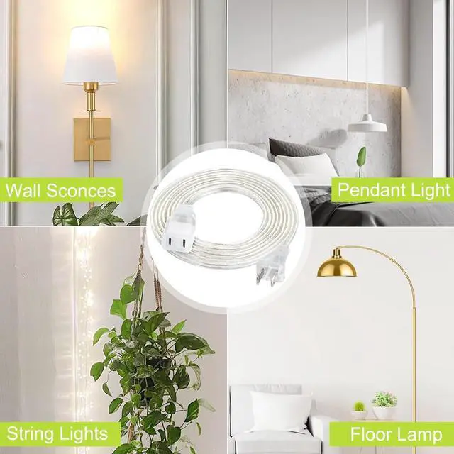 Alt view image 5 of 7 - 2 Pack Clear Extension Cord, 10 FT, UL-Certified Clear Extension Cord Indoor, 2 Prong Male to Female Slim Clear Extension Cords, 2x18 AWG, 125V 7A, Indoor, for Light & Small Appliances