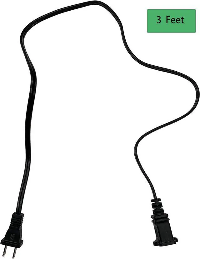 Alt view image 2 of 6 - Extension Cord 3 Feet, Short Small AC Power Cord 2 Prong, 18 AWG Power Cable for Indoor Use, Male to Female Extension Cord, NEMA 5-15P to NEMA 5-15R, Black 2 Pack