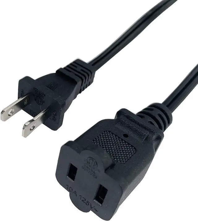 Alt view image 5 of 6 - Extension Cord 3 Feet, Short Small AC Power Cord 2 Prong, 18 AWG Power Cable for Indoor Use, Male to Female Extension Cord, NEMA 5-15P to NEMA 5-15R, Black 2 Pack
