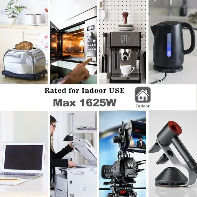 Alt view image 4 of 7 - KUNCAN Power Y-Splitter Extension Cord - 1FT 16AWG 2-Outlet Splitter Extension Cord, 3 Prong Straight Plug NEMA 5-15P to NEMA 5-15R x2, 1 to 2 Way Extension Cable, 125V 13A 1625W, White 1-Pack