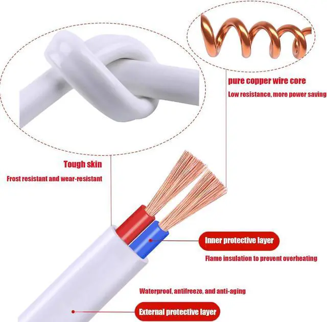 Alt view image 5 of 7 - 15FT White Thin Extension Cord 2 Prong Extension Cord for Indoor Use Outdoor Use with Single Outlet - Ideal for Holiday Lights, Lamps, Cameras(2 Pack