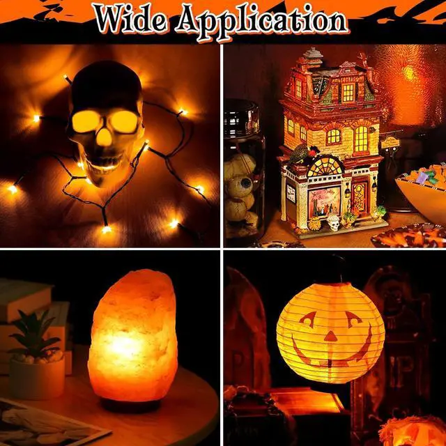 Alt view image 6 of 6 - Enhon 2 Pack Accessory Cord with 1 LED Light Bulb, 6ft Black Cord with On/Off Switch for Halloween Pumpkin, Blow Mold, Craft Projects, Paper Lantern, Village House, Holiday Ceramic Trees (Orange)