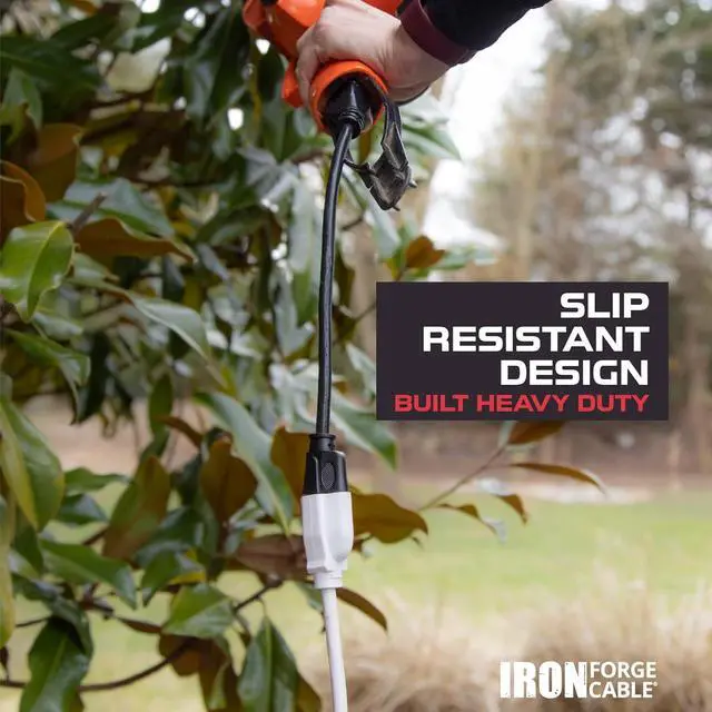 Alt view image 6 of 7 - Iron Forge Cable 15 Amp Heavy Duty Extension Cord 50 ft, SJTW 14 Gauge Extension Cord 3 Prong Outdoor & Indoor, Weatherproof White Power Cable 14 AWG, Great for Major Appliances - US Veteran Owned