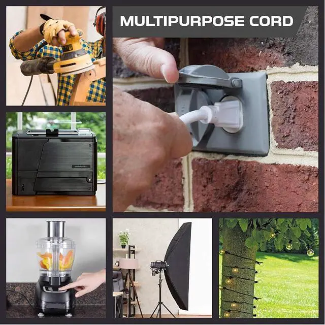 Alt view image 7 of 7 - Iron Forge Cable 15 Amp Heavy Duty Extension Cord 50 ft, SJTW 14 Gauge Extension Cord 3 Prong Outdoor & Indoor, Weatherproof White Power Cable 14 AWG, Great for Major Appliances - US Veteran Owned