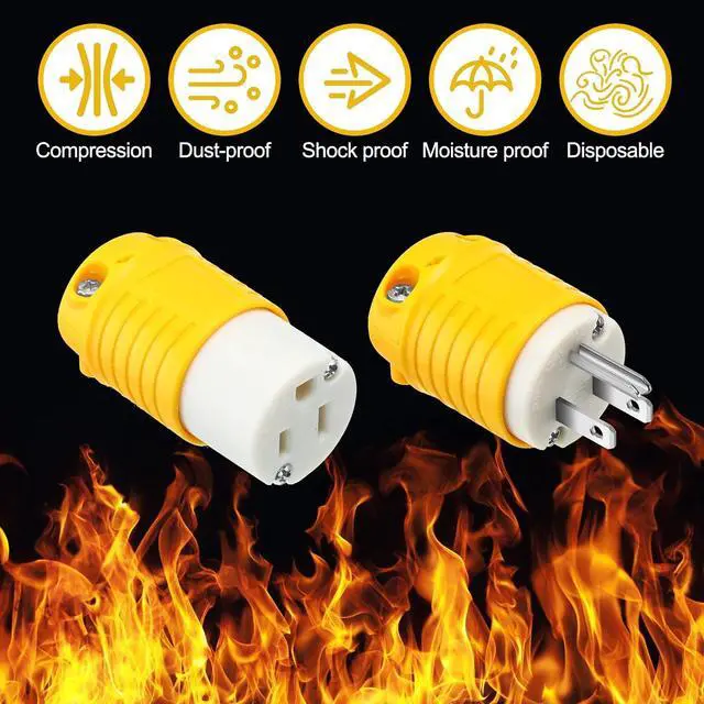 Alt view image 5 of 7 - Sherr 16 Pcs Extension Cord Ends 15A 125V 2 Pole 3 Wire Heavy Duty Replacement Male Plug Female Connector Set 5-15P 5-15R Straight Blade Plug Grounding Type/ETL Listed (Male,Female)
