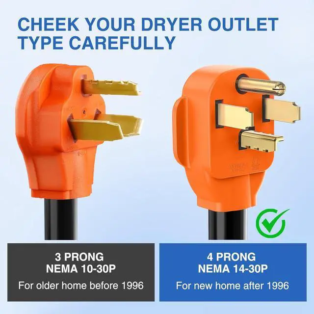 Alt view image 6 of 7 - Nilight 50FT EV Dryer Extension Cord 4 Prong 30 Amp NEMA 14-30P 14-30R Old Cable Heavy Duty 10 Gauge Pure Copper Wire UL Listed 125/250V for Level 2 Using