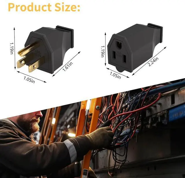 Alt view image 4 of 6 - STARELO Extension Cord Ends 125V 15A 2Pole 3Wire Male Plug and Female Connector Straight Blade Plug Replacement Electrical Extension Cord End(Male & Female 5 Set)