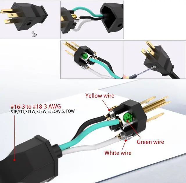 Alt view image 5 of 6 - STARELO Extension Cord Ends 125V 15A 2Pole 3Wire Male Plug and Female Connector Straight Blade Plug Replacement Electrical Extension Cord End(Male & Female 5 Set)