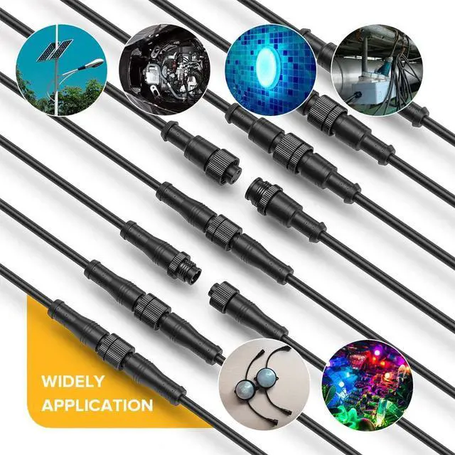 Alt view image 3 of 7 - BTF-LIGHTING 3 Pin Electrical Metal nut Connector 18AWG IP67 Male Female Connector 7.87in/20cm Extension Cable for Car,Truck,Boat,Indoor/Outdoor LED Strip Lights/String 22mm Metal Nut Big Size