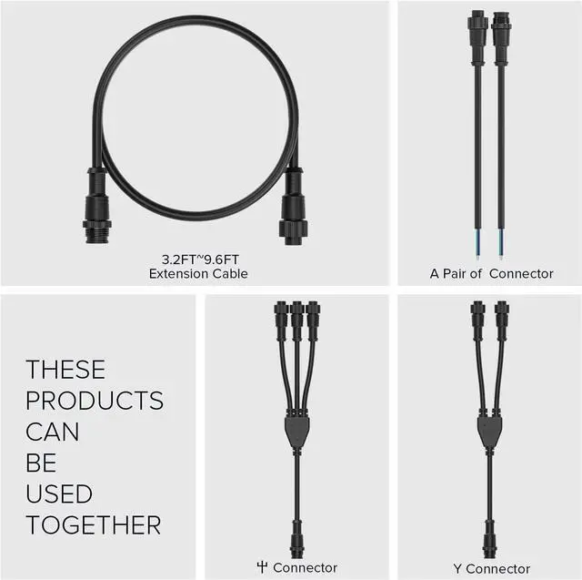 Alt view image 4 of 7 - BTF-LIGHTING 3 Pin Electrical Metal nut Connector 18AWG IP67 Male Female Connector 7.87in/20cm Extension Cable for Car,Truck,Boat,Indoor/Outdoor LED Strip Lights/String 22mm Metal Nut Big Size