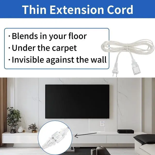 Alt view image 5 of 7 - Clear Extension Cord 6 Feet, UL-Certified Power Extension Cord, 2 Prong Extension Cords Male to Female, 2x18 AWG Extension Cable 125V 7A, Indoor Extension Cord for Light (1 Pack)