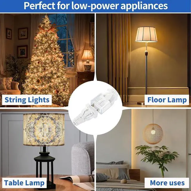 Alt view image 7 of 7 - Clear Extension Cord 6 Feet, UL-Certified Power Extension Cord, 2 Prong Extension Cords Male to Female, 2x18 AWG Extension Cable 125V 7A, Indoor Extension Cord for Light (1 Pack)