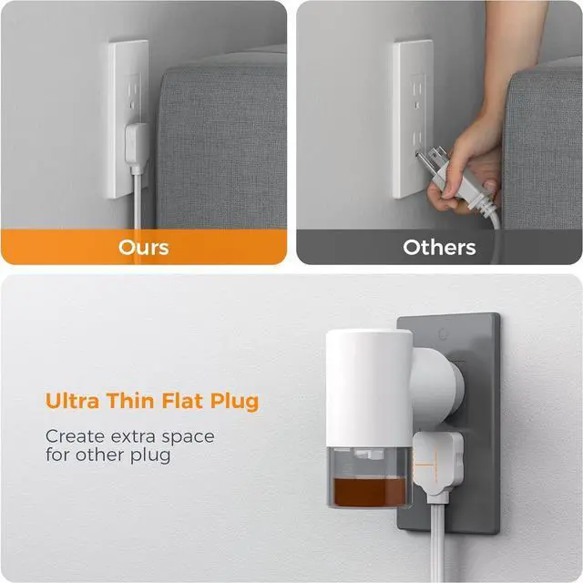 Alt view image 3 of 6 - TESSAN Multi Plug Wall Outlet Extender, 6 inch Short Extension Cord, Flat Plug Splitter with 4 AC 3 USB (1 USB C) Charging Ports, Multiple Outlet Small Power Strip for Home Office Dorm Room
