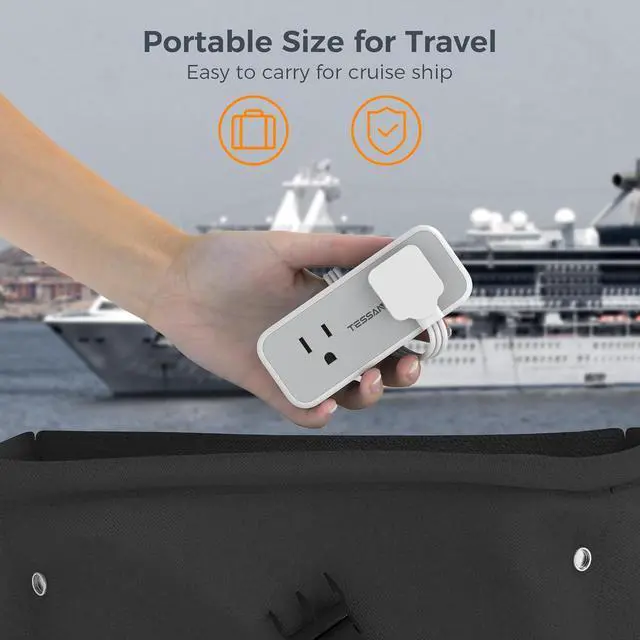 Alt view image 6 of 6 - TESSAN Multi Plug Wall Outlet Extender, 6 inch Short Extension Cord, Flat Plug Splitter with 4 AC 3 USB (1 USB C) Charging Ports, Multiple Outlet Small Power Strip for Home Office Dorm Room