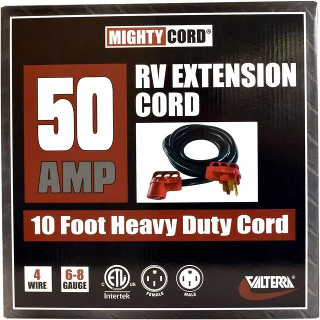 Alt view image 2 of 4 - Valterra Mighty Cord® RV 50-Amp Extension Cord, 10-Foot Power Extension Cord, Red