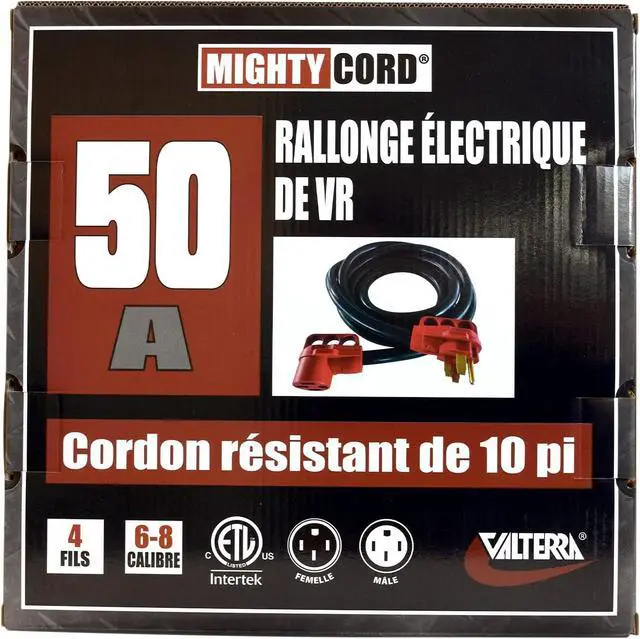 Alt view image 4 of 4 - Valterra Mighty Cord® RV 50-Amp Extension Cord, 10-Foot Power Extension Cord, Red