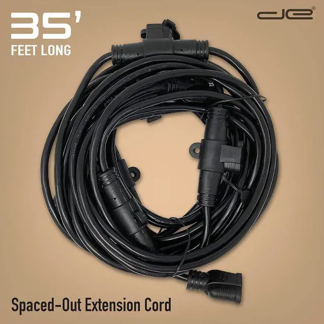 Alt view image 5 of 7 - 35 FT Evenly Spaced Multiple Outlet 14/3 Extension Cord, Outdoor/Indoor - 7 Outlets Every 5 Feet, Christmas Lighting, Holiday Decorations, Uplighting, Stage Backlines