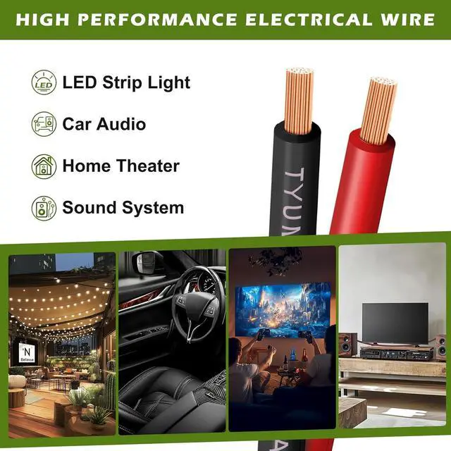 Alt view image 7 of 7 - 16 Gauge Wire 100FT, 16/2 AWG Red Black Hookup Electrical Wire LED Strips Extension Cord 12V/24V DC Cable, 16AWG 2 Conductors Flexible Wire for in-Home, Autos, Schools use