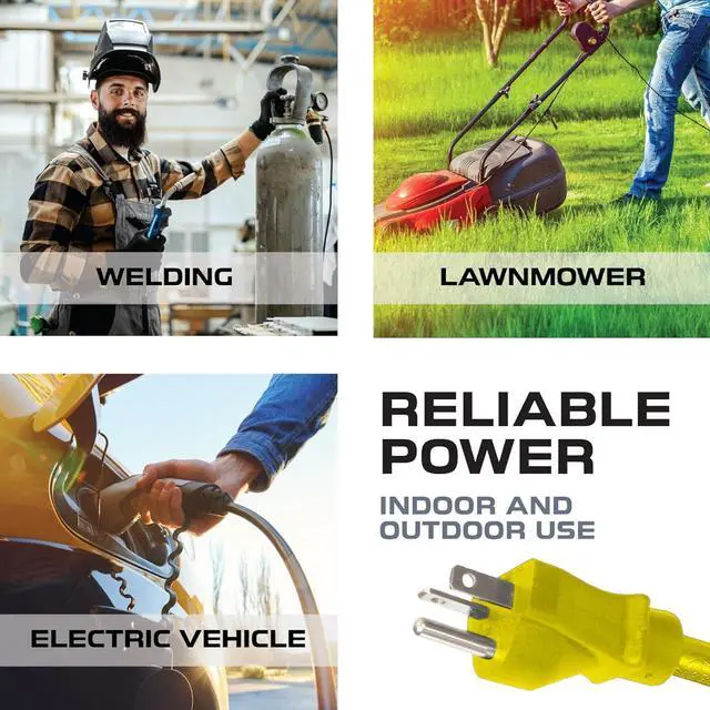 Alt view image 5 of 5 - Iron Forge Cable 50 Ft Extension Cord - Nema 5-20 Extension Cord Heavy Duty 50 ft, 5-20P to 5-20R Lighted Yellow SJTW 12 Gauge Electric Cable 20 Amp