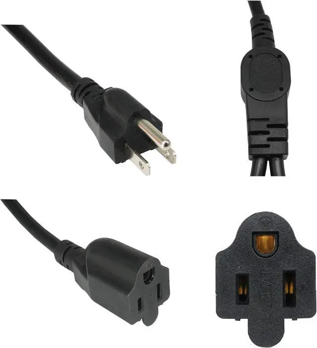 Alt view image 4 of 5 - SJT 1.5FT Black Power Cord Splitter - 1 to 2, 16AWG, Indoor Cable Strip Outlet Saver, Extension Cable for Computer & LED Stage Light 2 Pack