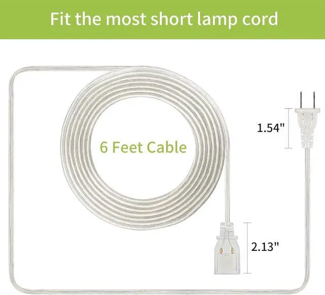 Alt view image 5 of 7 - Clear Extension Cord 6 Feet, 2 Pack Clear Extension Cord, UL-Certified Power Cord Extension, 2 Prong Extension Cord Male to Female, 2x18 AWG Thin Extension Cord 125V 7A, Indoor Extension Cords