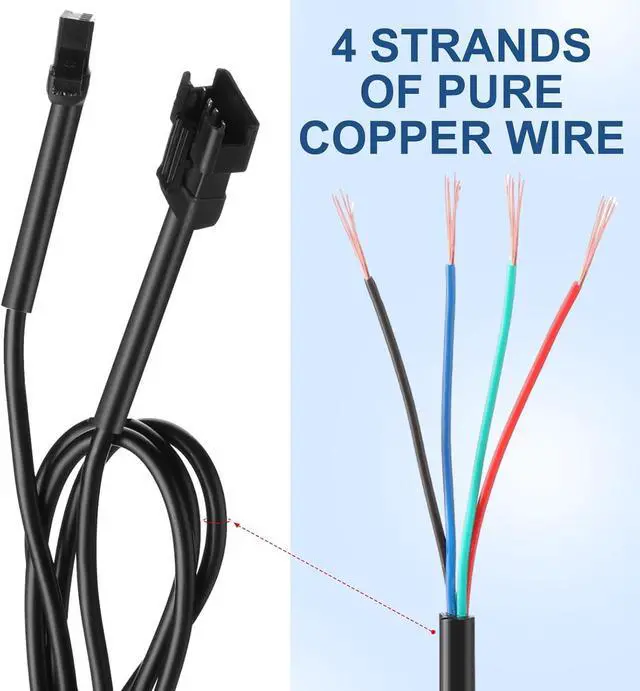 Alt view image 6 of 6 - Kanayu 8 Pcs 4 Pin RGB LED Multi-Color Accent Light Extension Cable Wire Cord Set for LED Motorcycle ATV Car Light Multi-Color Neon Strip Trucks Rock Light (47 Inch)