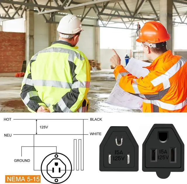 Alt view image 3 of 6 - 20 Pcs Extension Cord Plug Replacement Male and Female Extension Cord Ends 125v 15a 2 Pole 3 Wire Male and Female Connector Straight Plug Replacement compatible with Nema 5-15p and 5-15r 1875w