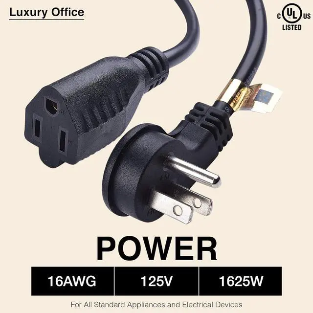 Alt view image 4 of 7 - Short Extension Cord 1 Ft 12 Inches, 16 AWG 3 Prong Male to Female - Flat Plug Short Indoor and Outdoor Extension Cord- 3 Prong Adapter Power Cord - Small Heavy Duty Plug Extender - Luxury Office