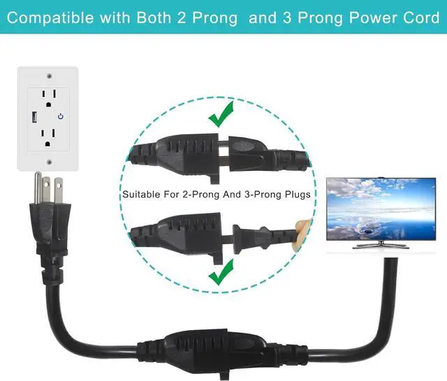 Alt view image 3 of 7 - 1FT Short Power Extension Cord 1FT - Short 3 Prong Extension Cord Outlet Saver Indoor SJT 16 AWG Heavy Duty 1 Foot AC Power Extensions Cable with NEMA 5-15P to NEMA 5-15R Connector (5PACK)