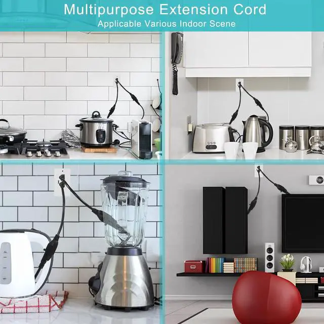 Alt view image 5 of 7 - 1FT Short Power Extension Cord 1FT - Short 3 Prong Extension Cord Outlet Saver Indoor SJT 16 AWG Heavy Duty 1 Foot AC Power Extensions Cable with NEMA 5-15P to NEMA 5-15R Connector (5PACK)