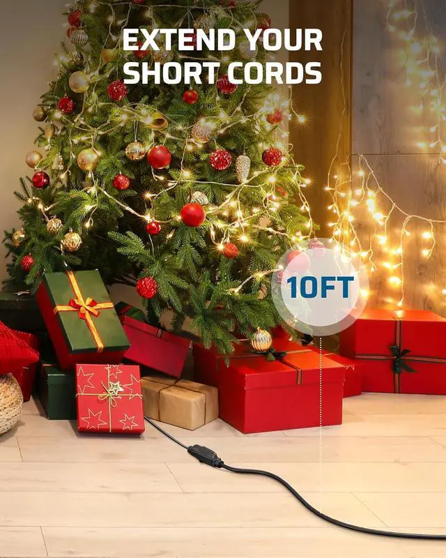 Alt view image 7 of 7 - DEWENWILS Extension Cord 10ft, 14/3 SJTW Weatherproof Power Cable for Indoor Outdoor Use, 3 Prong Heavy Duty Power Cord, Black, ETL Listed, 2 Pack