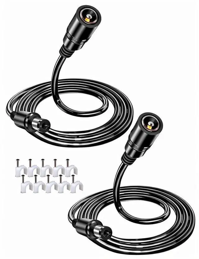 Main image of 2-Pack 33FT 18AWG VOLTKARE 12V DC Power Extension Cable, 5.5x2.1mm Male to Female Plugs, 9V Power Adapter Cable for Tapo WiFi IP Camera: C200 C310 C100 C210 C225 C320WS C520WS TC60 TC70