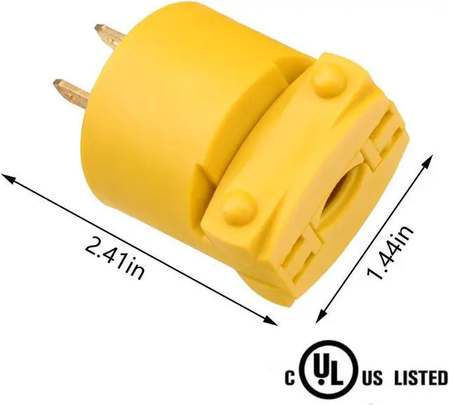 Alt view image 3 of 6 - STARELO Electrical Replacement Plug Extension Cord End Yellow Shell 125V 15A 2Pole 2Wire NEMA 5-15P Industrial Grade 2-Prong Straight Blade(3)
