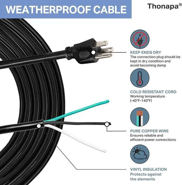 Alt view image 4 of 6 - 15 Amp Replacement Cord 6 Foot with Open End - 12 AWG Replacement Extension Cable 3 Prong to 3 Wire, 12/3 SJT, NEMA 5-15P - Black