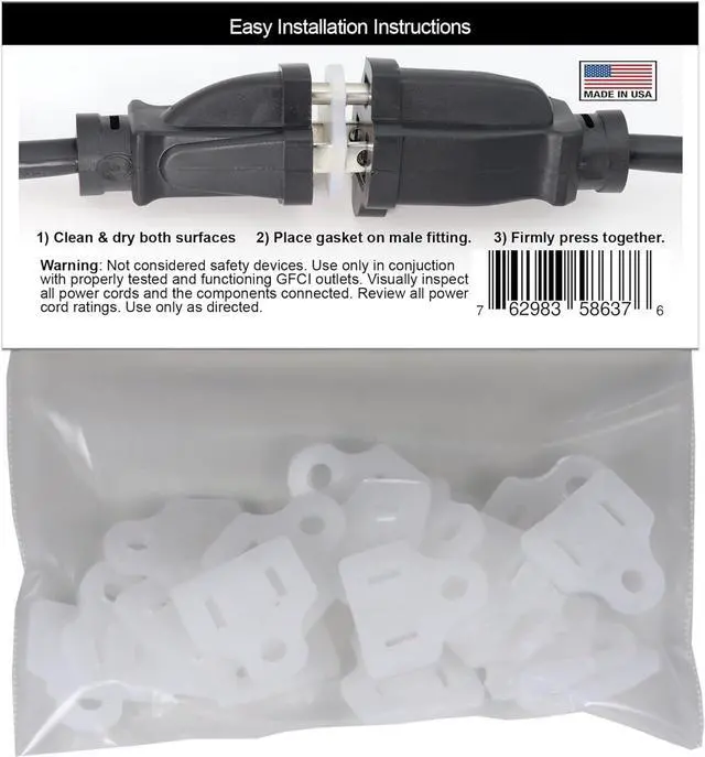 Alt view image 2 of 7 - The Original Weatherproof Gaskets - Made in USA, for Outdoor Christmas Lights Installation, GFCI Protector, Outdoor Waterproof Extension Cord Gasket, Stop GFCIs from Tripping - by APlugPro
