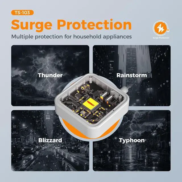 Alt view image 5 of 7 - Extension Cord Flat Long Power Strip 15 FT, TESSAN Surge Protector Power Strip with USB Ports (1 USB C), Flat Wall Outlet Extender with 3 Outlets for Home, Office, School, Dorm Room Essentials