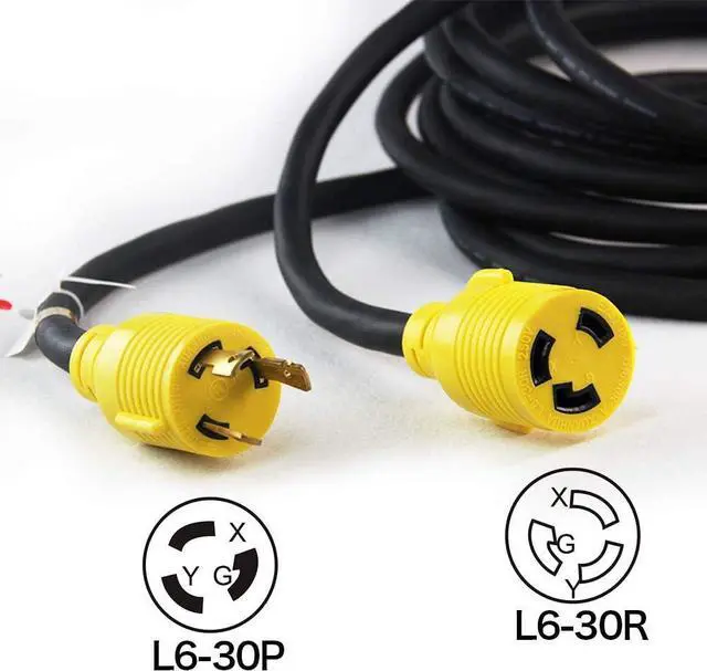 Alt view image 2 of 5 - PLIS NEMA L6-30P to L6-30R Heavy Duty Generator Locking Power Cord,3X10 Gauge SJOOW Rubber Cable, Generator Lock Extension Cord with UL Listed, Black,250V,30Amp,7500W, 25FT