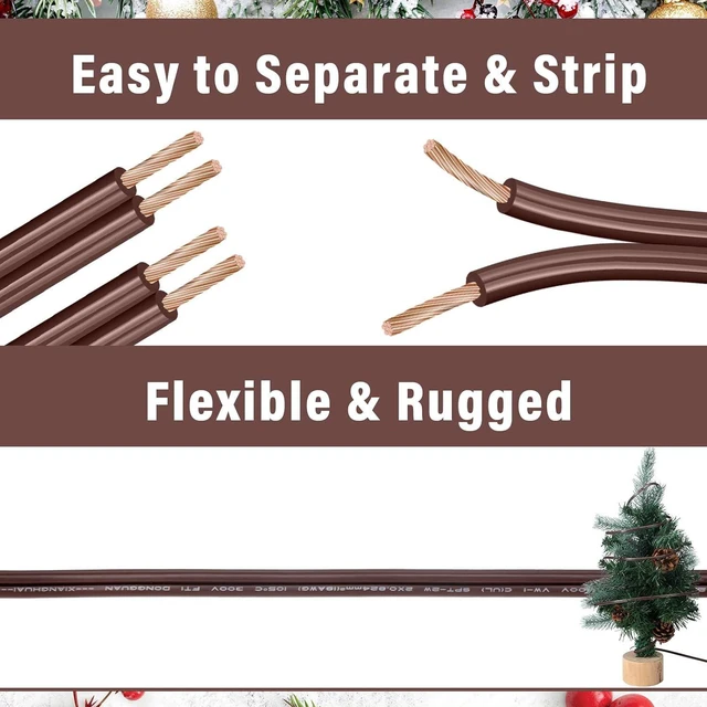 Alt view image 3 of 6 - Kanayu 500ft SPT-1 High Voltage Landscape Wire 18 Awg 10 Amps Outdoor Electrical Extension Cord Wire Bulk Blank Spool Zip with 40 Male Female Plug for Light Lamp Lights(Brown)