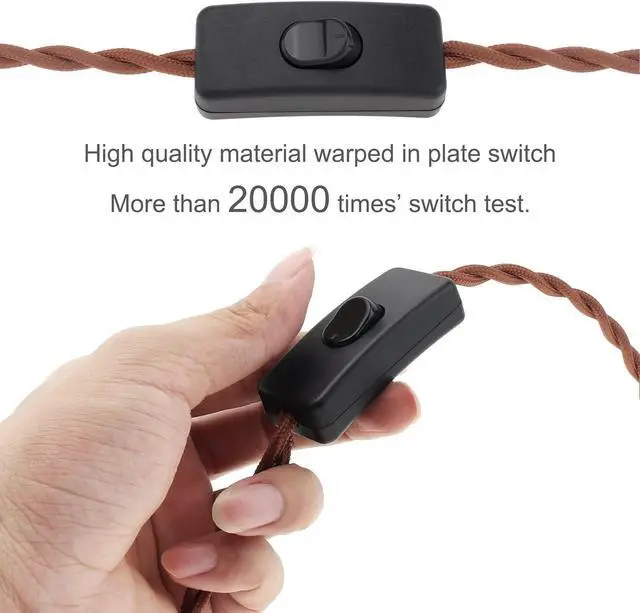 Alt view image 3 of 7 - RTNLIT 8.2Ft Twisted Cloth Covered Lamp Cord with Switch Button and Molded Plug,18-Gauge Fabric Electrical Cord, Stripped Ends Ready for Wiring(2.5m, Brown)