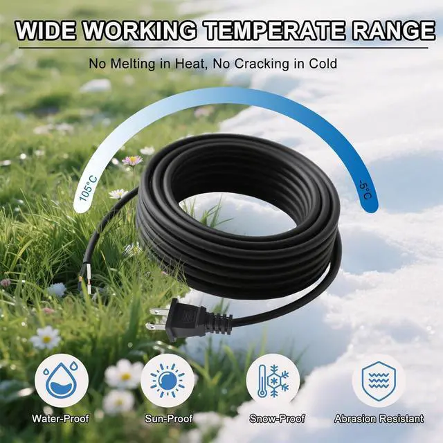 Alt view image 2 of 7 - Replacement Power Cord 2 Prong,14 AWG Heavy Duty 6.46Ft Cable 110V 115V 120V 300V for Appliance, NEMA 1-15P 2 Prong Plug US SJT 14AWG (14/2), Pigtail Cord