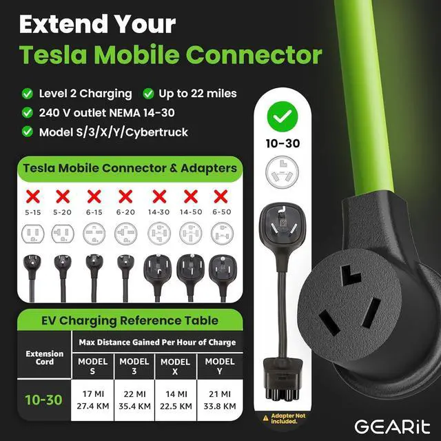 Alt view image 5 of 7 - GEARit 3 Prong Dryer Y- Splitter 30 Amp NEMA 10-30P to (2) NEMA 10-30R Receptacle - STW 10AWG 3C Power Cord Adapter for Multiple Outlet Dryer Outlet and EV Charger - 2.2 Feet