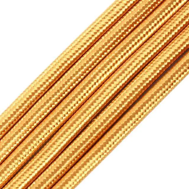 Main image of 32.8ft Fabric Cloth Covered Round Wire,PRUNLLA Vintage 18/2 Industrial Electrical Lamp Cord, 18-Gauge Antique Style for Retro Lamp, DIY Projects (Brass)
