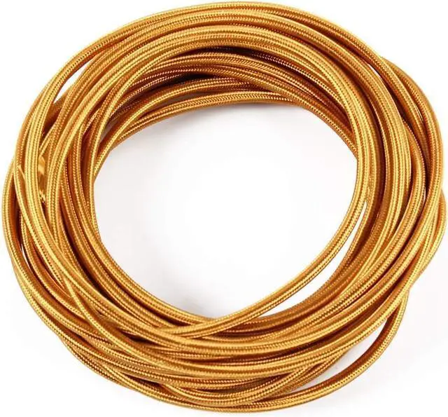 Alt view image 2 of 6 - 32.8ft Fabric Cloth Covered Round Wire,PRUNLLA Vintage 18/2 Industrial Electrical Lamp Cord, 18-Gauge Antique Style for Retro Lamp, DIY Projects (Brass)