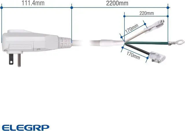 Alt view image 6 of 6 - ELEGRP 0651510LY L15515 L22515 18AWG LCDI Power Cord Plug for A/C Air Conditioner, E250451 UL Certified, 7.5FT Leakage Current Detection Interrupter Replacement, 120V 10A 1200W 60Hz NEMA 5-15P, 1 Pack