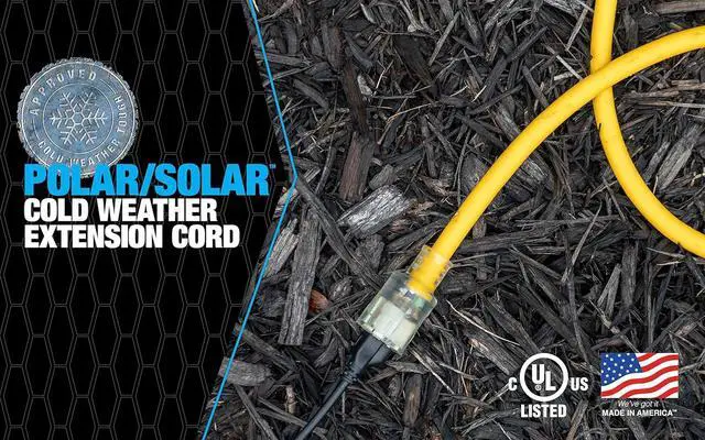 Alt view image 2 of 7 - Southwire Polar Solar Extra Heavy Duty Extension Cord - Built for Cold Weather & Rugged Use - SJEOOW Jacket - High Visibility Yellow - Waterproof - Lighted End - 10/3 Outdoor Cord - 100 Feet