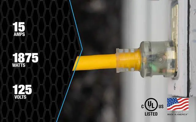 Alt view image 6 of 7 - Southwire Polar Solar Extra Heavy Duty Extension Cord - Built for Cold Weather & Rugged Use - SJEOOW Jacket - High Visibility Yellow - Waterproof - Lighted End - 10/3 Outdoor Cord - 100 Feet