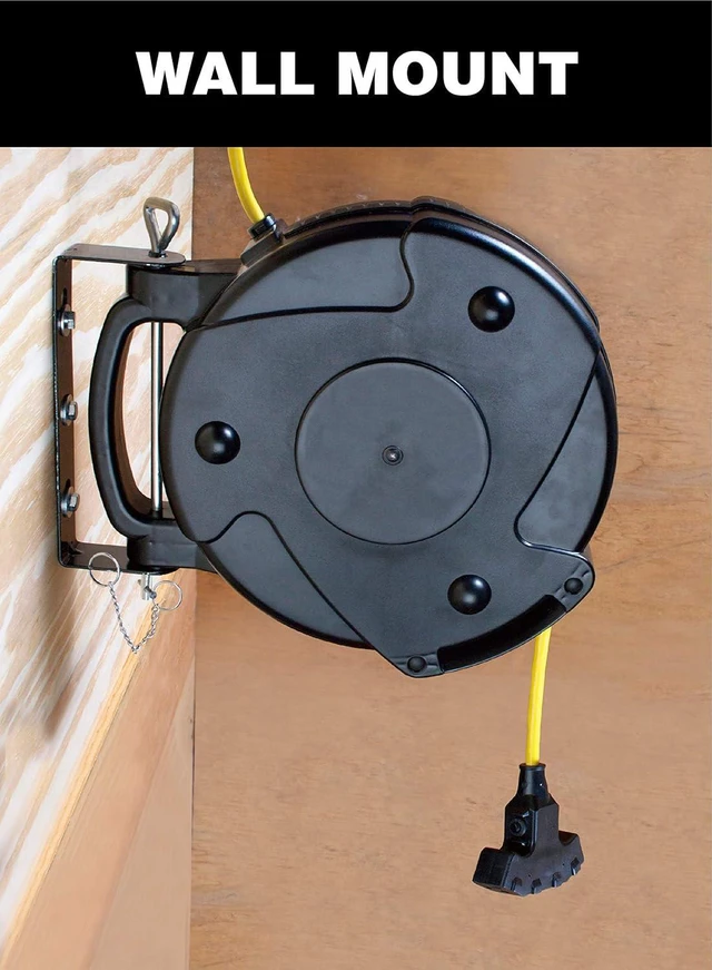 Alt view image 5 of 6 - Alert ProReel Professional Grade ProReel 8665TFS Heavy Duty Retractable Extension Cord Reel | 65 Foot 12/3 SJTOW 15 Amp Single Tap Industrial Cord | Clear 5-15/20R Receptacle with Power On Indicator