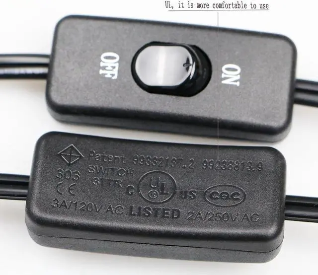 Alt view image 3 of 5 - 10 Feet Lamp Cord with Switch,1 Pack 2 Prong 18AWG Light Power Cord with 3A On/Off Switch,Pure Copper Wiring Tail Stripped1pack (10FT LampCord) Black