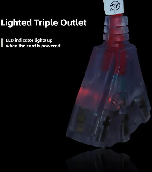 Alt view image 3 of 7 - 65 FT Retractable Extension Cord Reel, 12 Gauge Heavy Duty Power Cord,15 AMP Circuit Breaker, SJTOW, Multi Outlets with Lighted End, Ceiling or Wall Mount Use, UL Listed